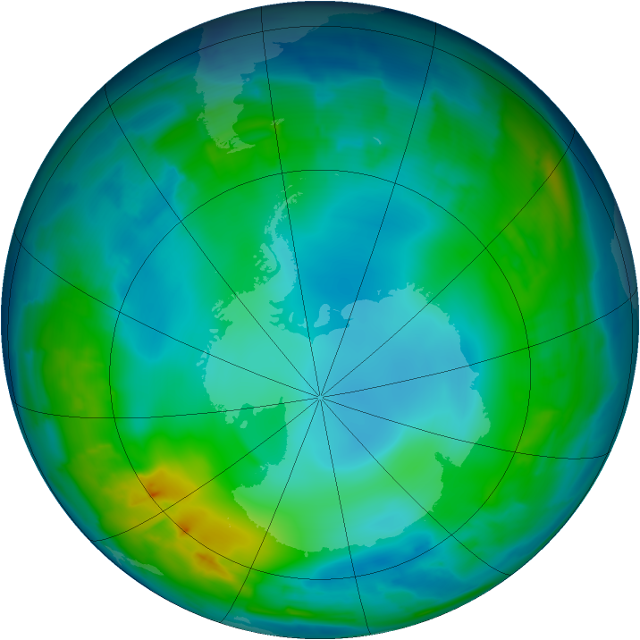 Antarctic ozone map for 22 May 2015
